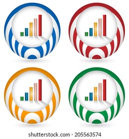 set of four icon with graph