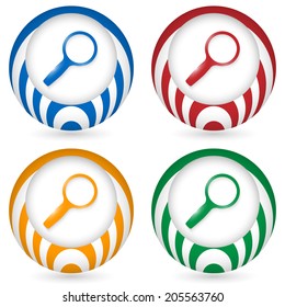 set of four icon with magnifier