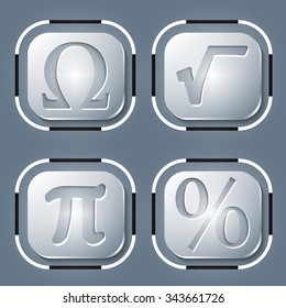 Set of four icon and math symbols
