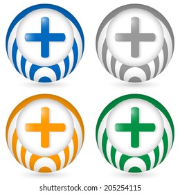 set of four icon with plus symbol