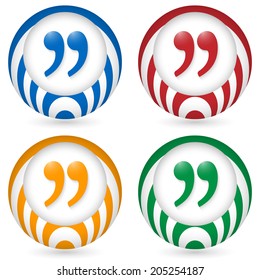 set of four icon with quotation mark