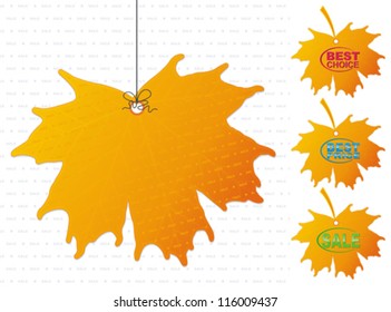 set of four icons of autumn maple leaves with sings sale