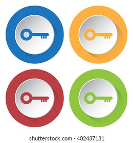 set of four icons - blue, yellow, red and green key