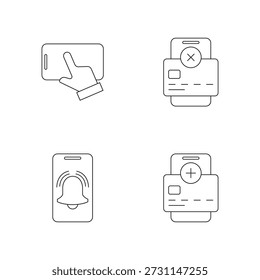 Set of four icons for chat bell and payment