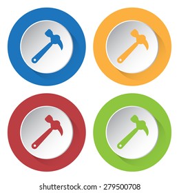 set of four icons with claw hammer