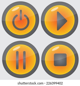 Set of four icons on a glossy button