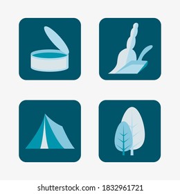 A set of four icons on various themes.
