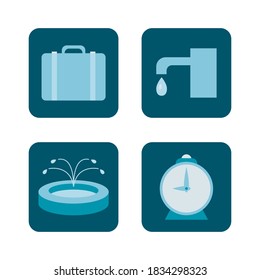 A set of four icons on various themes.