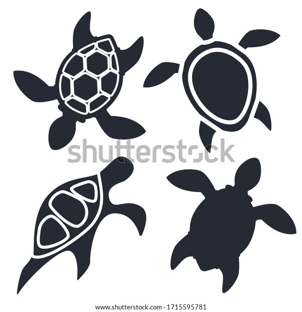 Set Four Icons Silhouettes Sea Turtles Stock Vector (Royalty Free ...