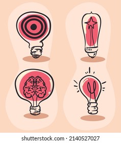 set of four idea bulbs