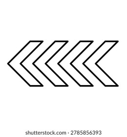A set of four identical arrows aligned horizontally pointing left.