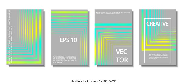 Un conjunto de cuatro ilustraciones. Fondo de degradado abstracto de las líneas.Diseño de decoración.
 Vector de material.