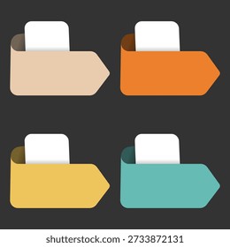Set of Four Infographic Arrow Ribbon Banners in Flat Minimalist Style Vector Illustration for Business Presentation Data Visualization Web Interface Labels and Menu Options with Copy Space