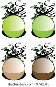 Set Of Four Interesting Organic Eco Buttons Illustration Badge Vector