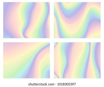 Set of four iridiscent holographic backgrounds - vector eps10 illustration
