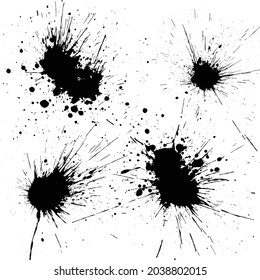 Conjunto de cuatro manchas aisladas de tinta. Silla de tinta de pintura vectorial para textura.  Pancarta de bienvenida. Grunge textura vectorial Fondo para web, diseño de juegos, portada de diseño, presentación, invitación, volante, afiche.