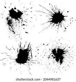 Conjunto de cuatro manchas aisladas de tinta. Silla de tinta de pintura vectorial para textura.  Pancarta de bienvenida. Grunge textura vectorial Fondo para web, diseño de juegos, portada de diseño, presentación, invitación, volante, afiche.