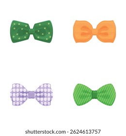 Set of four isolated vector bow ties in various patterns and colors