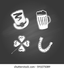 Set of four items for St. Patrick's Day. Vector illustration