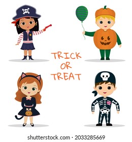 Set Four Kids Halloween Party Characters Stock Vector (Royalty Free ...