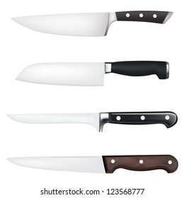 Set of four kitchen knives - vector file