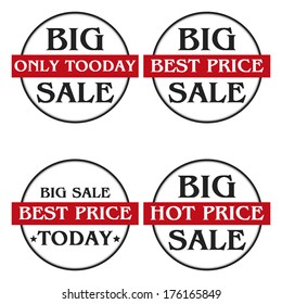 Set of four labels for various sales promotions.