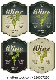 set of four labels for wine with grapes