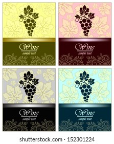 set of four labels for wine with grapes 