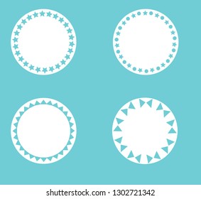 Set of four lacy frames, in blue background.