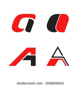 Set of four A letter logos. Isolated on white background. Vector illustration, eps 10.
