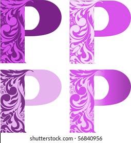 A set of four letter "P" different color.