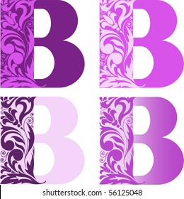 A set of four letters "B" different color.