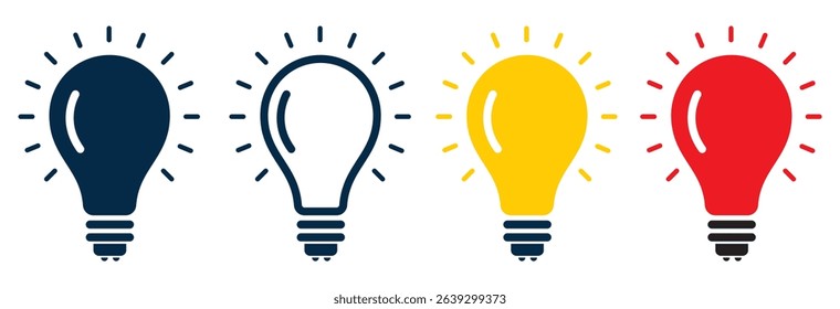 set Four light bulb represent effective business idea concept