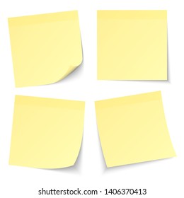 Set Of Four Light Yellow Stick Notes