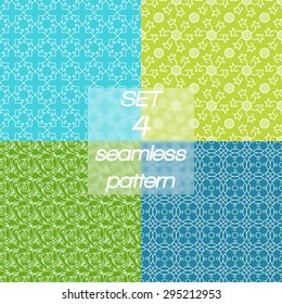 Set of four linear simple seamless pattern - abstract background and texture in trendy mono line style. Vector illustration. Geometric backgrounds. Stylish fabric. Modern abstract wallpaper.