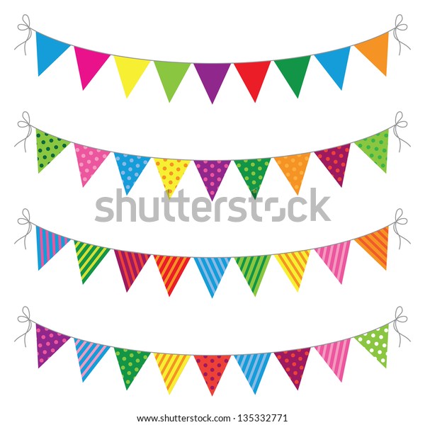 Set Four Lines Bunting Stock Vector (Royalty Free) 135332771