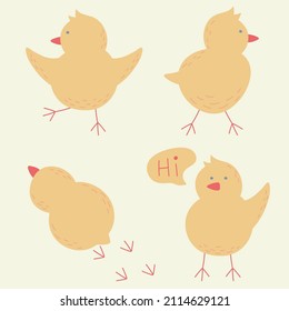 conjunto con cuatro pequeñas chicas lindas ilustración vectorial plana