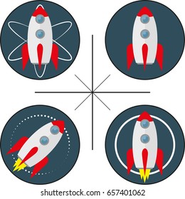 set of four logos with rocket