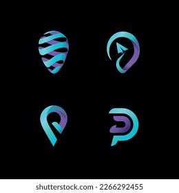 Set of four logos. Travel, location and destination corporte design concept