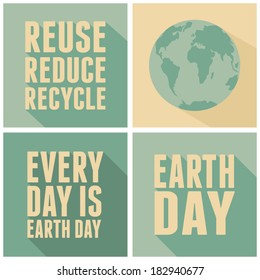 A set of four long shadow card designs for Earth Day.