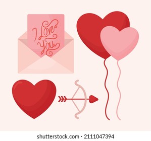 set of four love items