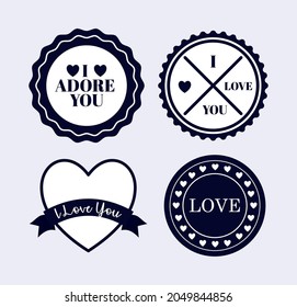 conjunto de cuatro focas de amor