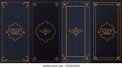 Set Of Four Luxury Golden Frames With Victorian Style In Black Background Background Vector Illustration Design