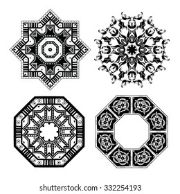 Set of four mandalas. Vector art