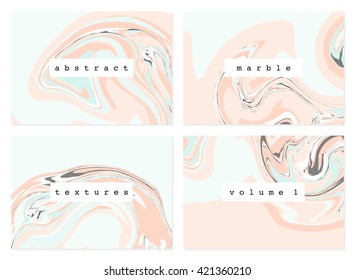 A set of four marble textures in pastel colors. 