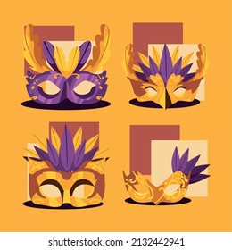 set of four mardi gras masks