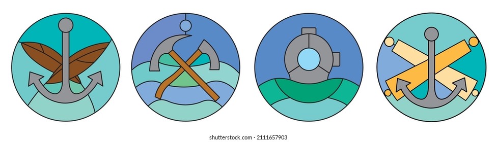Set of four marine graphics