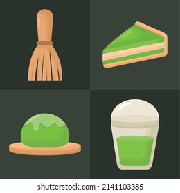 conjunto de cuatro íconos matcha