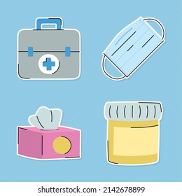 conjunto de cuatro artículos médicos