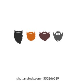 Set of four men's beards. Great vector elements. Modern illustration. Hipster style. It can be used as logo. Various beards styles.